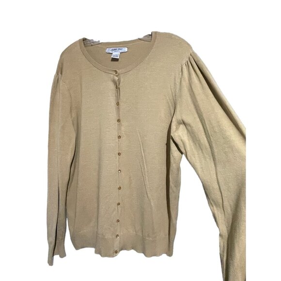 Judith Hart Women's Long Sleeve Button Down Silk Blend Sweater Brown Size 1X - Picture 3 of 5